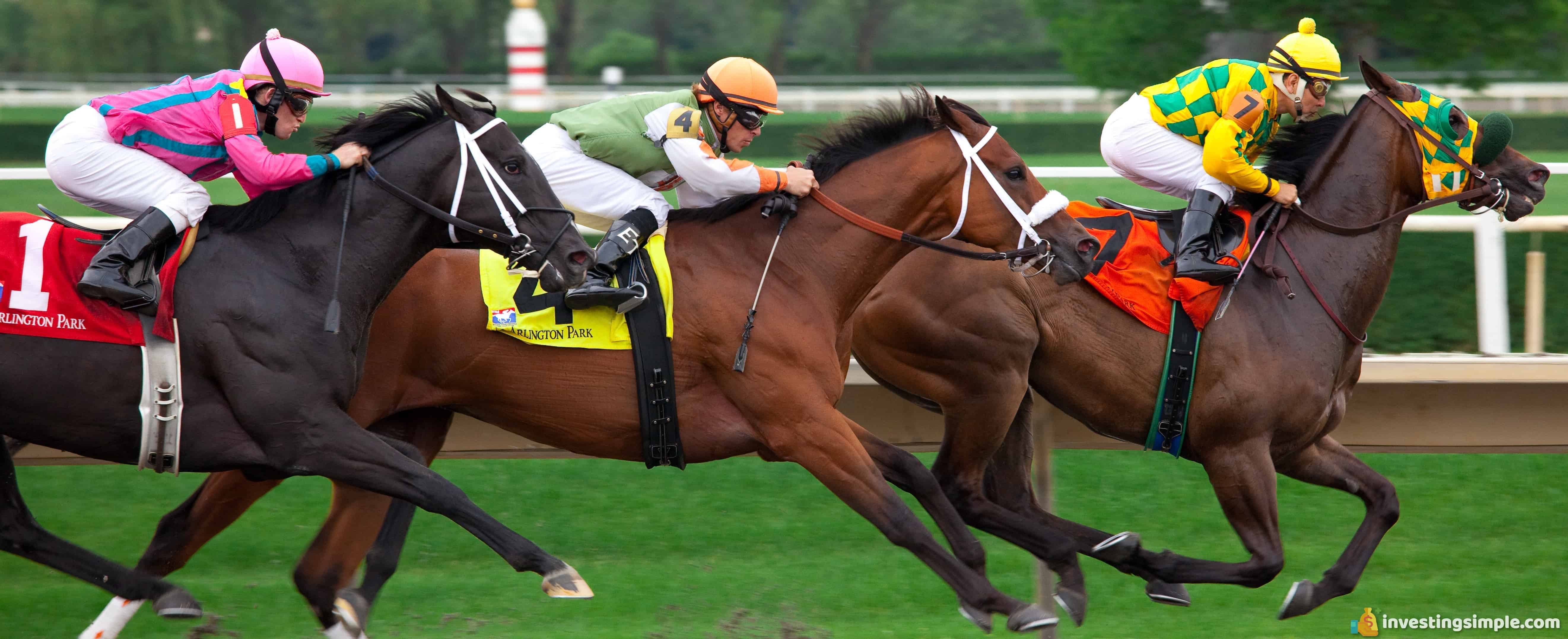 Investing in index funds that track the overall stock market is similar to betting on the outcome of an entire horse race instead of picking one winning horse.