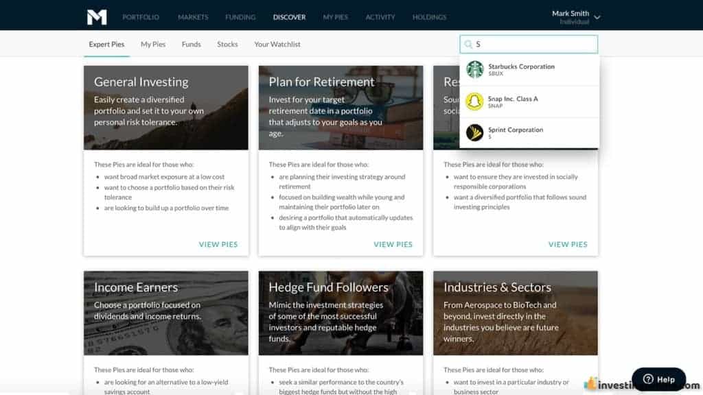 Expert pies available on the M1 Finance investing platform.
