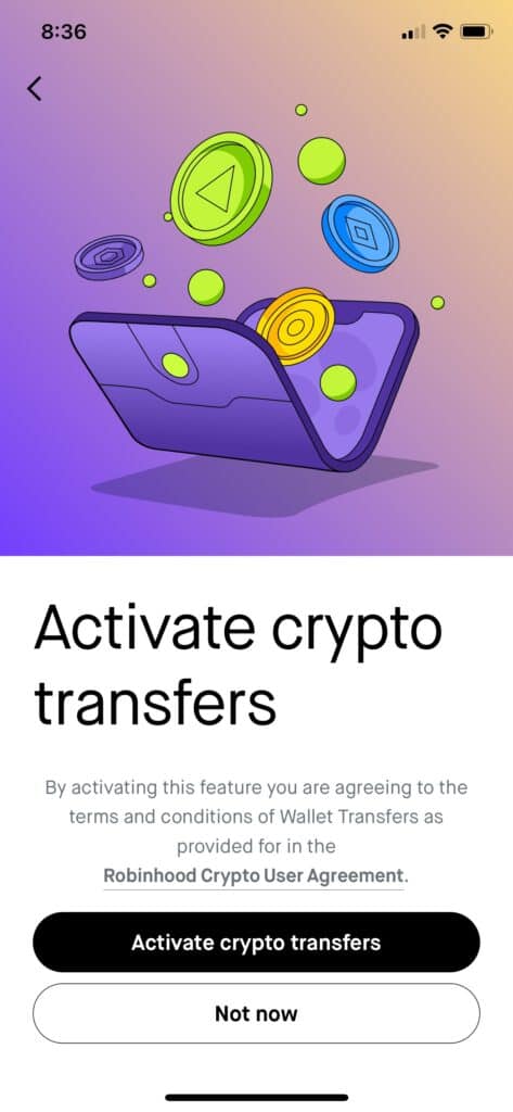 transferring from robinhood to coinbase