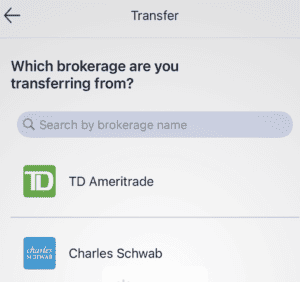 transfer brokerage account to m1