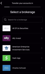 Transfer brokerage to Robinhood